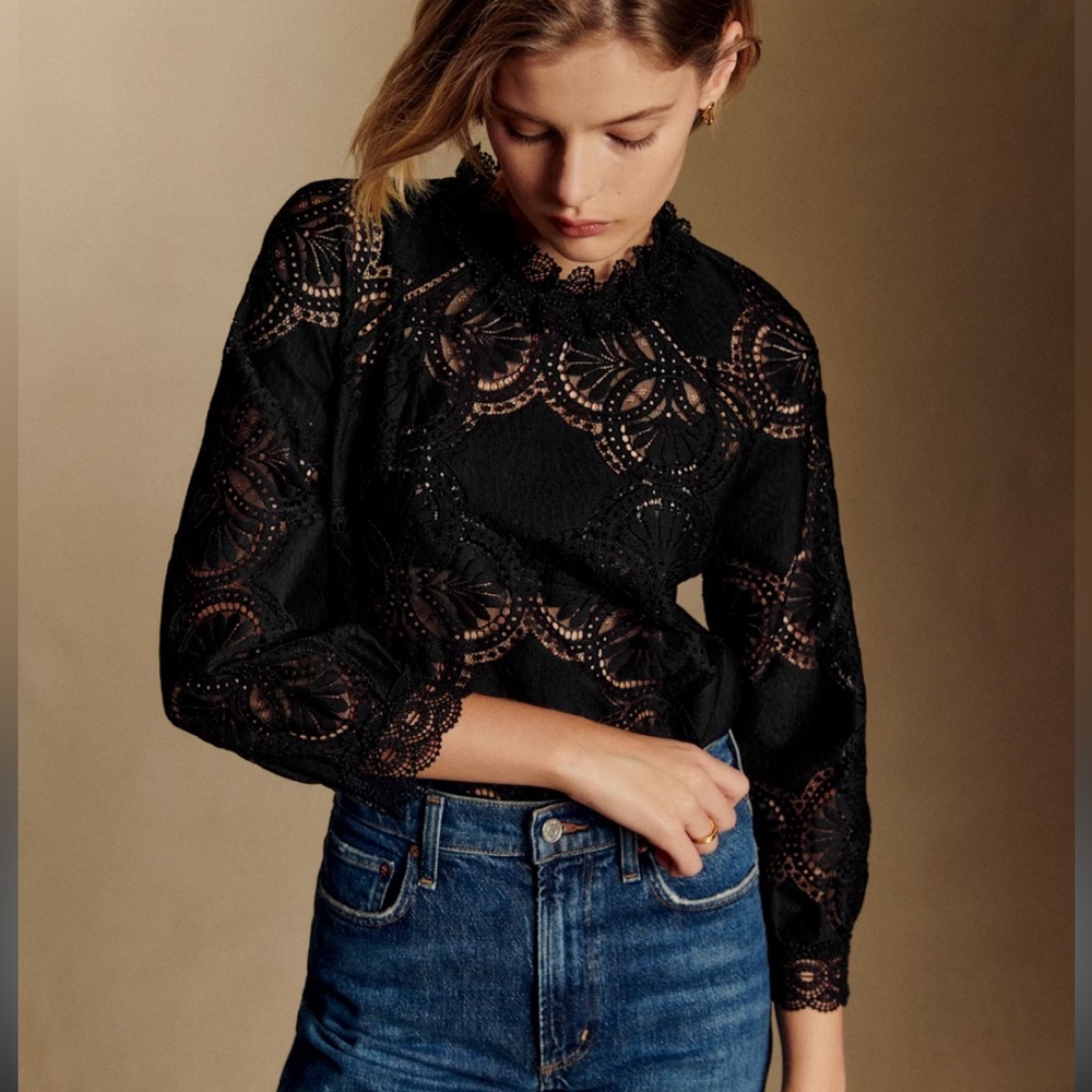 Sezane Bianca Blouse Noir. - Size 42